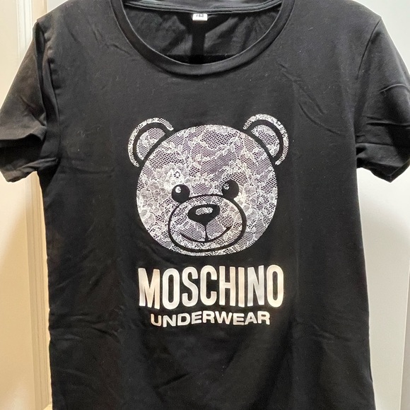Moschino Tops - Moschino Black Short Sleeve Tee with Bear Design